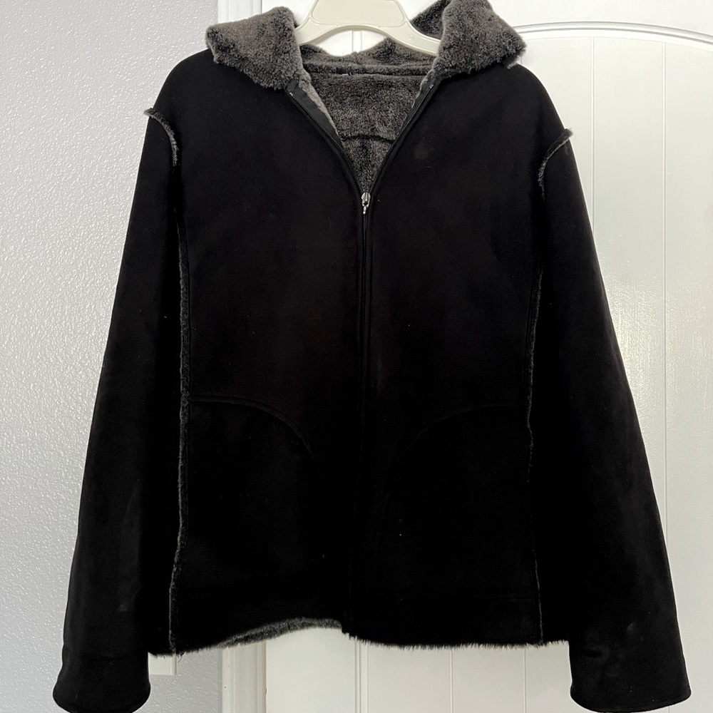 Warm winter furry coat.